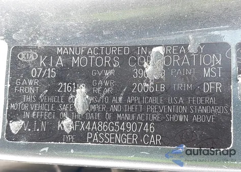 2016 Kia Forte Ex from USA, damaged, VIN KNAFX4A86G5490746